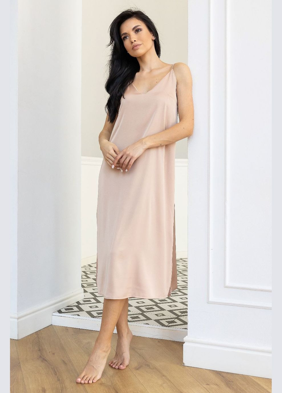 Шелковая ночная рубашка длинная Нб190 Беж MiaNaGreen (331148538)