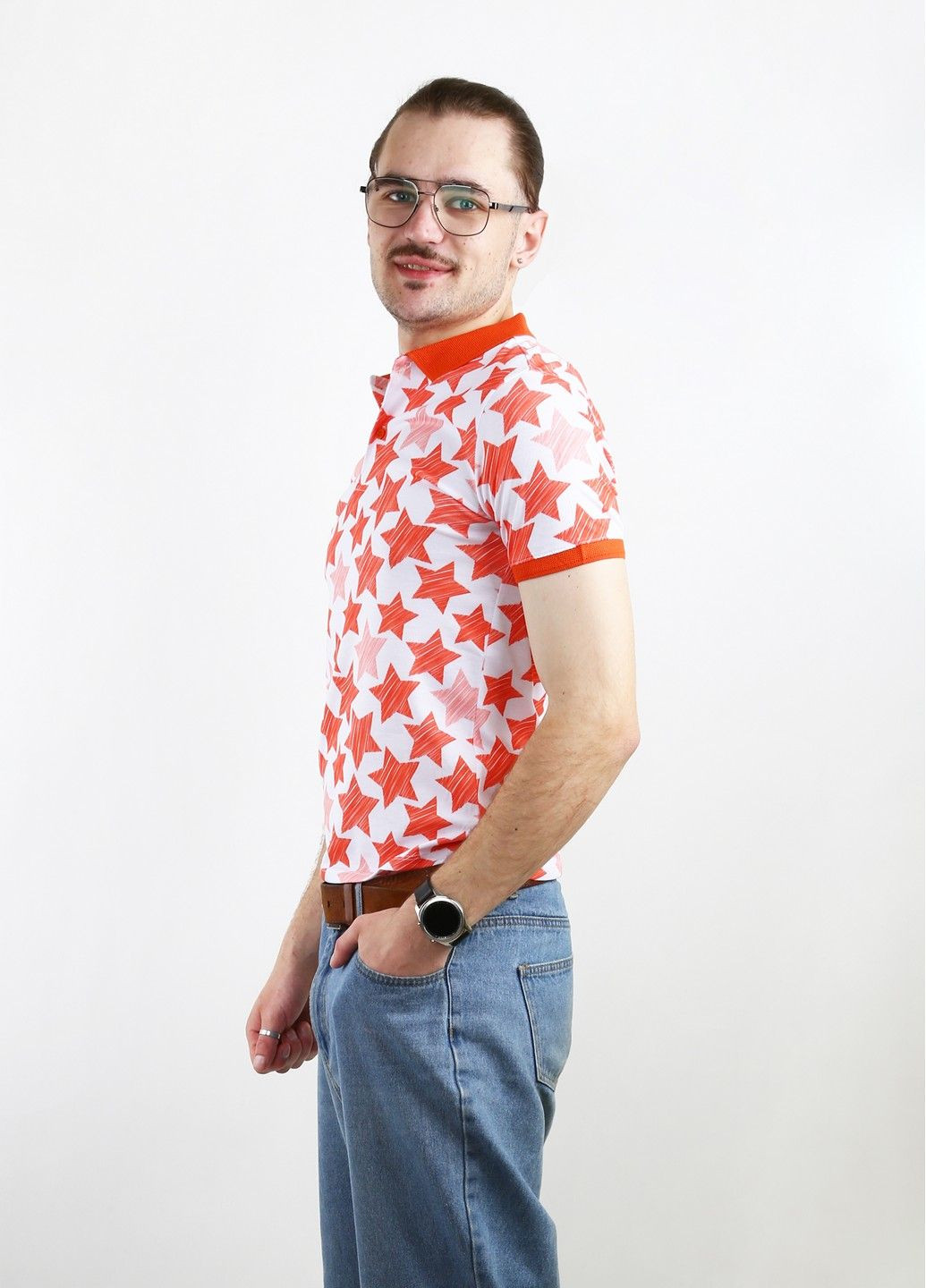 Оранжевая футболка-поло для мужчин Mtp звезды