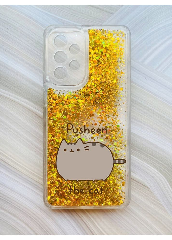 Чохол з плаваючими золотими блискітками на Samsung Galaxy A53 4G/A53 5G Пушин котик (принт 412) Creative (356122001)