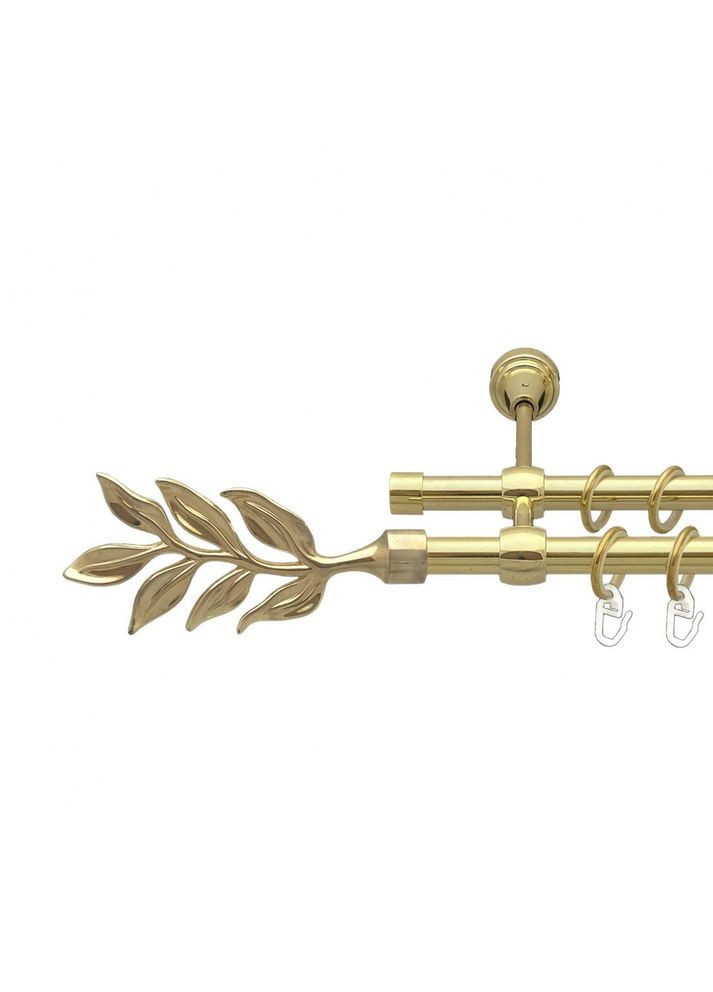 Карниз Лавр металлический двухрядный литой гладкая труба Золото 16\16 мм 300 см (00-00014370) ORVIT (300281636)