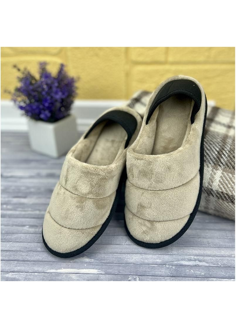 Бежевые кiмнатнi тапочки жiночi belsta з заднiком е-008401-1 бежевi No Brand