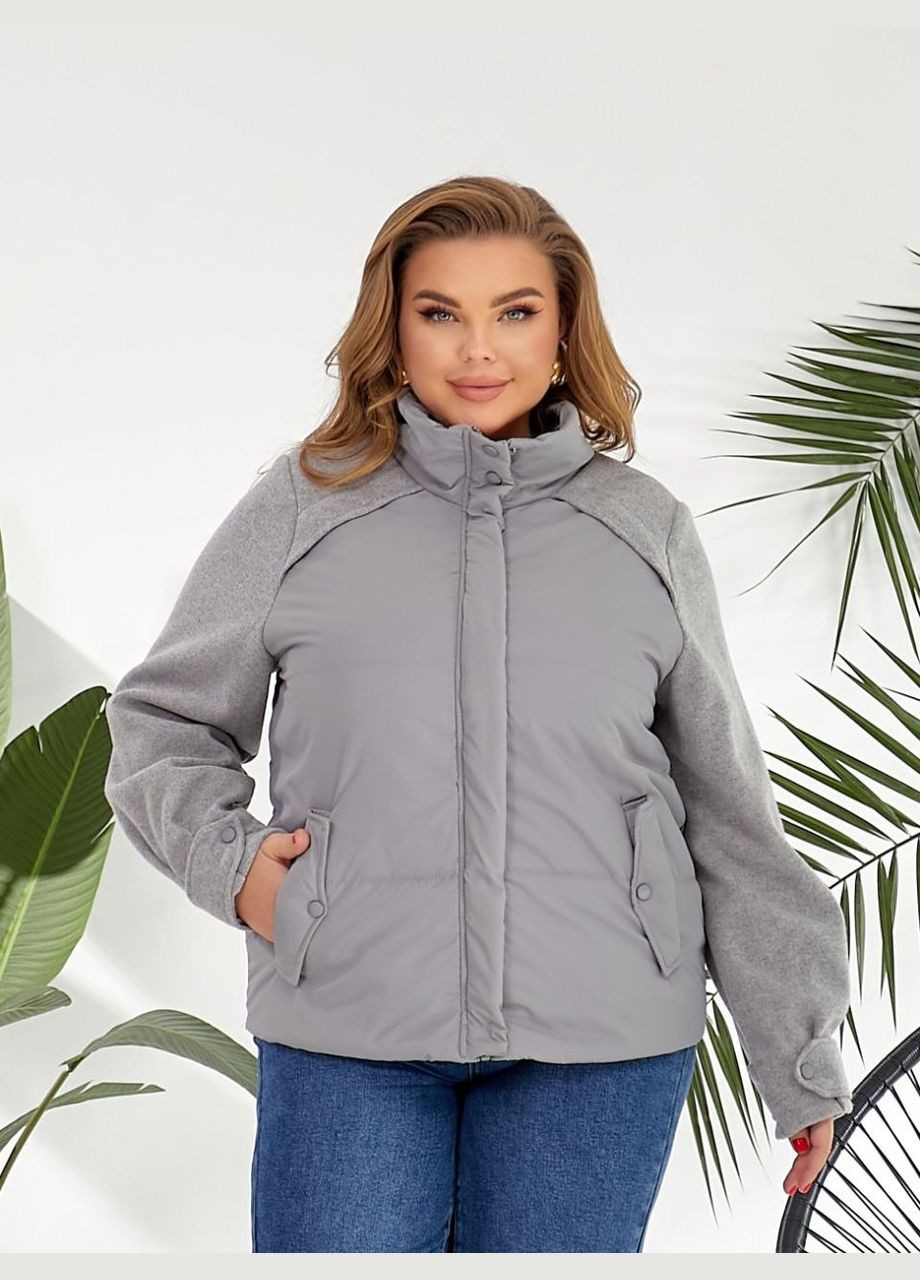 Серая демисезонная женская весенняя куртка короткая No Brand