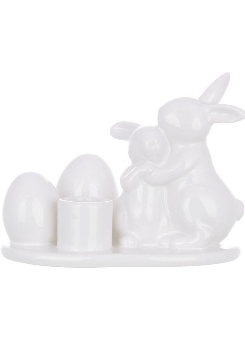 Свічник керамічний "Великодня родина Кроликів" 13х9х10см, білий Bona (332668469)