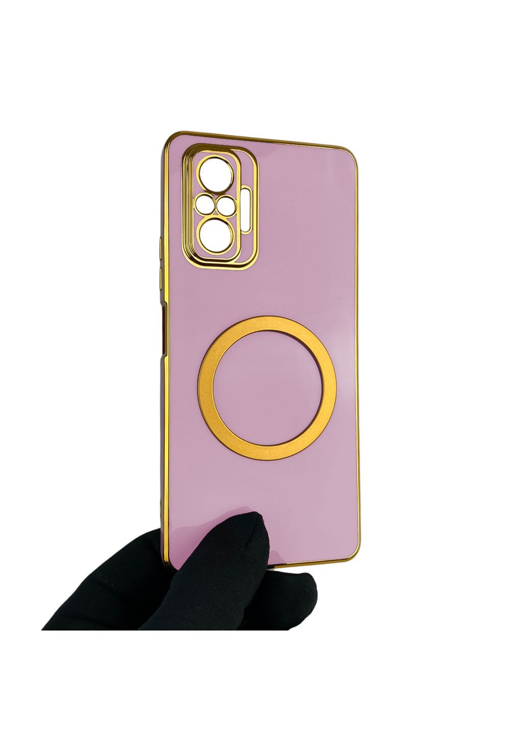 Чохол для Redmi Note 10 Pro 4G з кільцем MagSafe із золотою окантовкою на сяомі редмі нот 10 про чорничний gs1 Xiaomi (366236647)