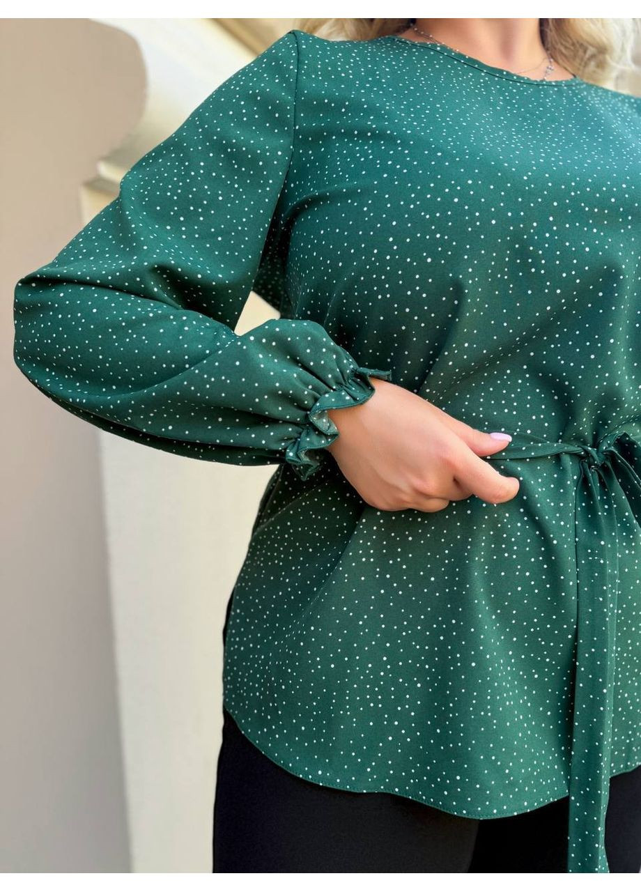 Смарагдова блузка жіноча в горошок No Brand