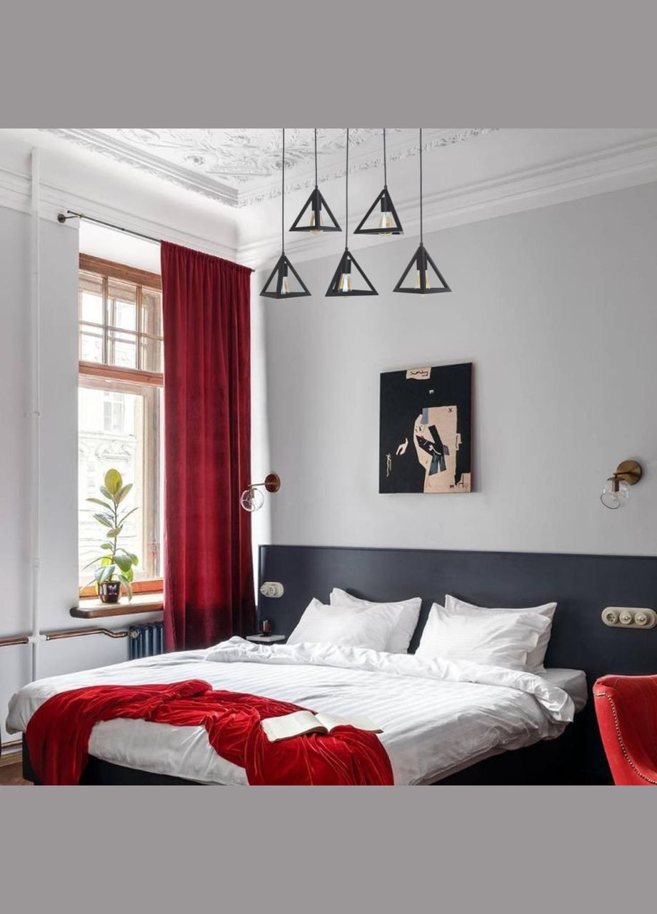 Чорна люстра із п'яти трикутників (56-PR220F-5 BK(700)) No Brand (370071776)