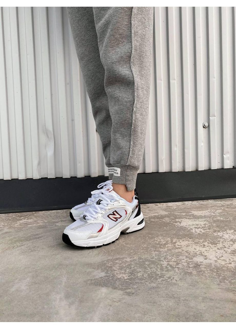 Белые демисезонные кроссовки мужские new balance 530 white silver red нью беланс 530 No Brand
