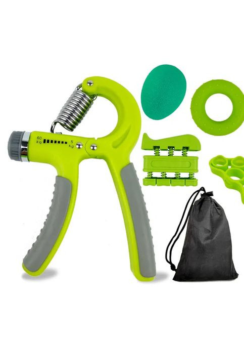 Набір кистьових ручних еспандерів нагрузка 1- 60 кг, зелений в чохлі U-Powex (337989947)