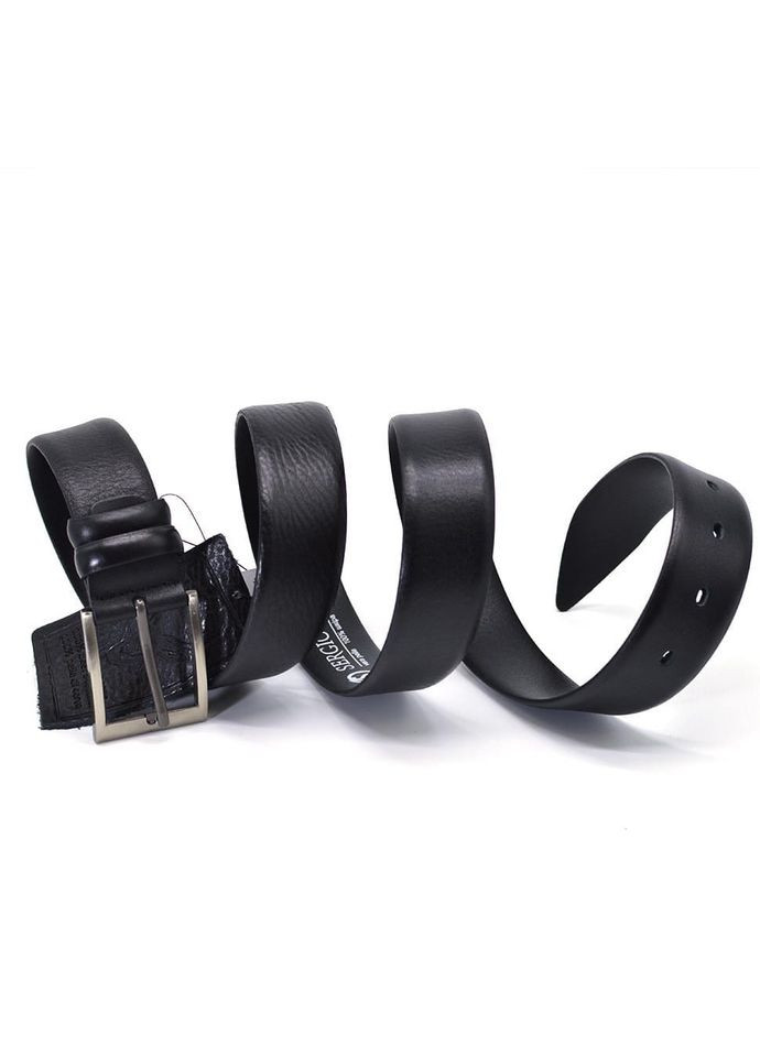 Ремінь зі шкіри оленя 35 мм чорний, класична пряжка st228673 нікель квадрат Sergio Torri (358052603)