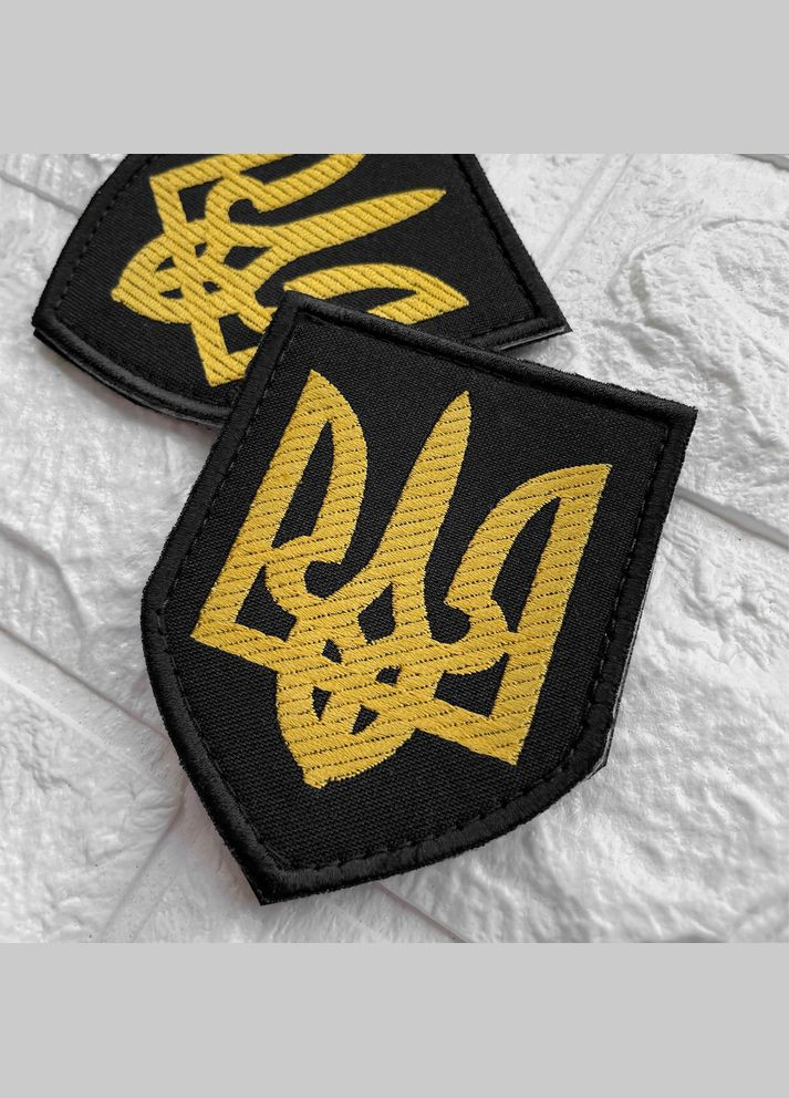 Набір шевронів 3 шт на липучці Патріотичний 3 шт Прапор та Герб України чорний вишитий патч нашивка IDEIA (306458941)