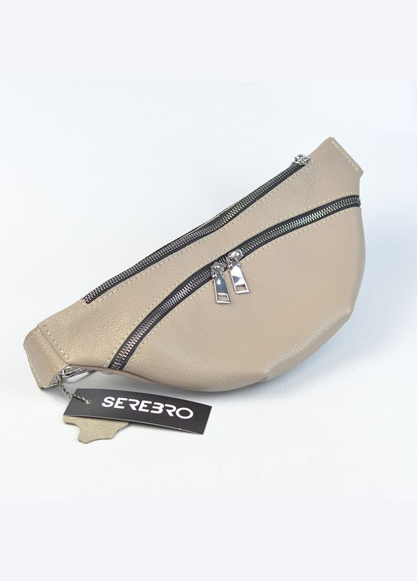 Бежевая кожаная женская нагрудная поясная молодежная сумка бананка через плечо Serebro (306642383)