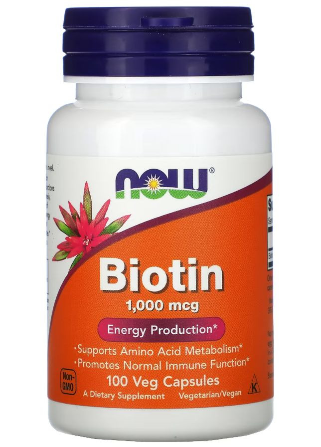 Биотин Biotin 1000 мкг 100 вег капс Now Foods (351864002)