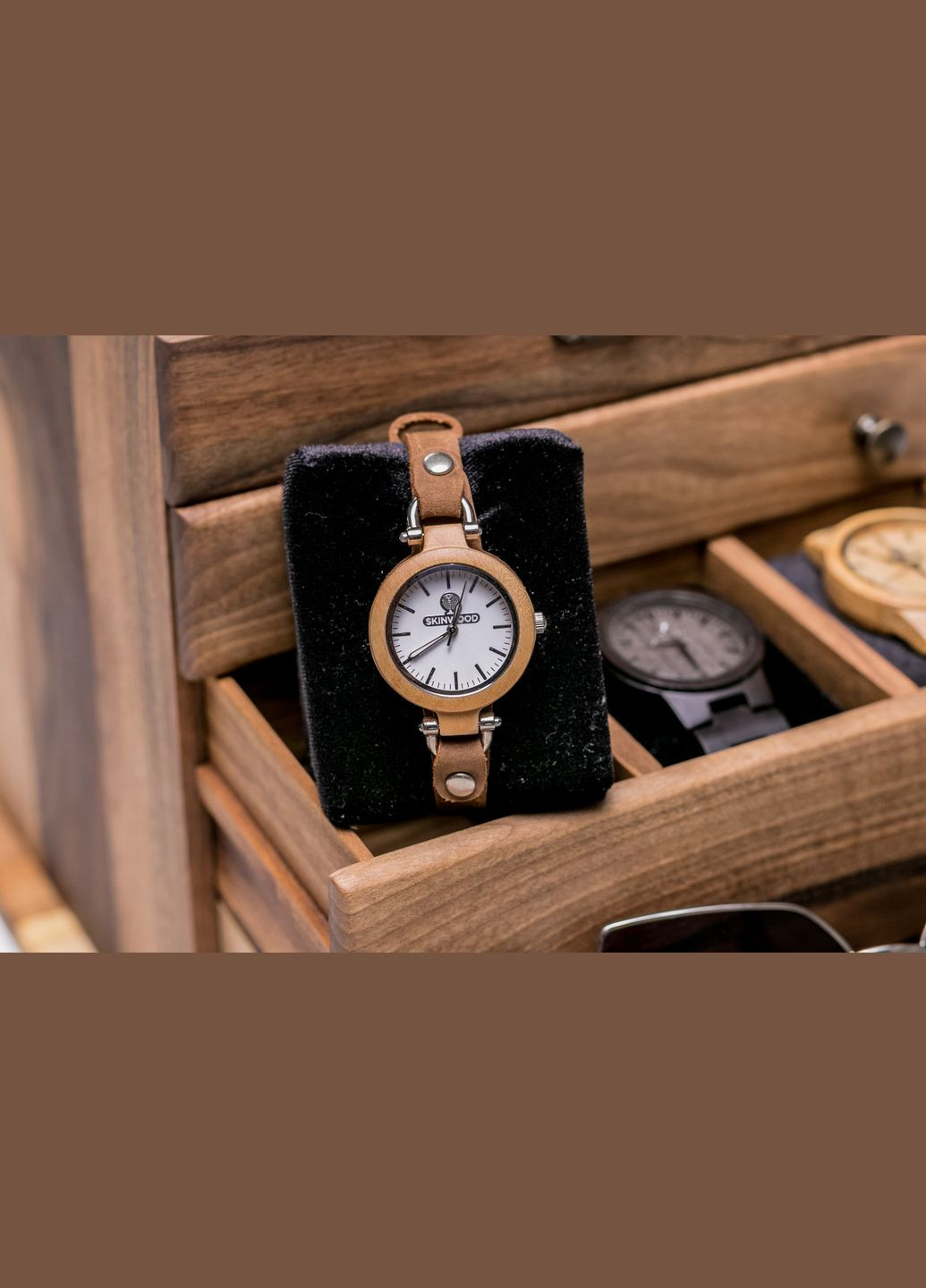 Шкатулка для украшений с деревянной крышкой и зеркалом M Органайзер для косметики EcoWalnut (295291919)