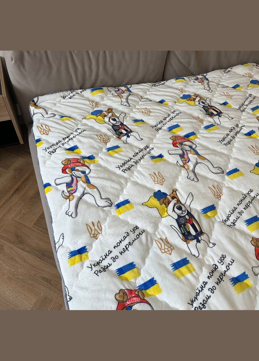 Одеяло двустороннее двухспальное 180х210 осень/зима/весна Флис белый с серым Пес Патрон FK3 Ananasko (322859882)