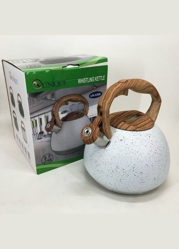 Чайник зі свистком 2,7л мармур, чайник для газової плитки Unique UN-5306 (305572111)