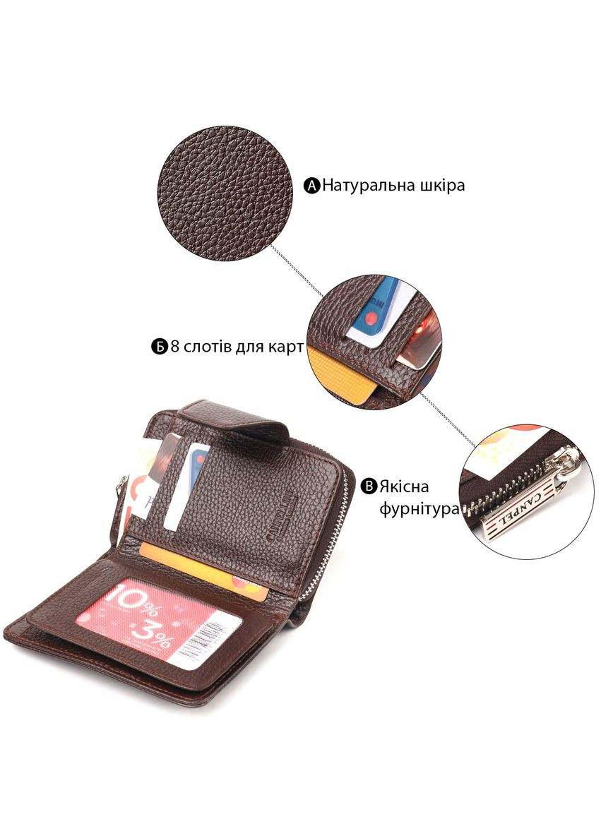 Красивый вертикальный портмоне для женщин с монетницей на молнии из натуральной кожи 21600 Canpellini (331908219)