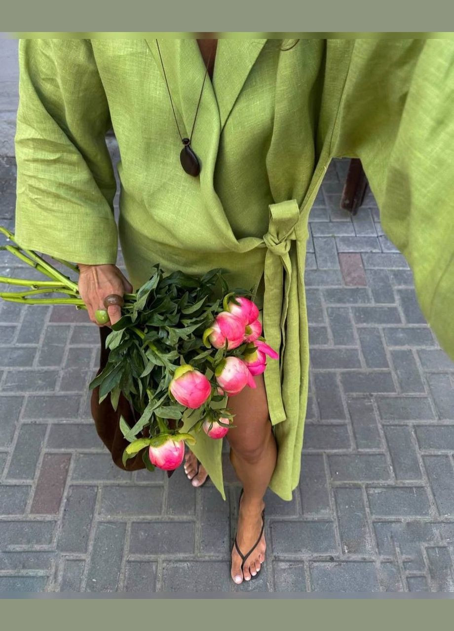 Лайм повсякденний сукня жіноча на запах Гермес однотонна