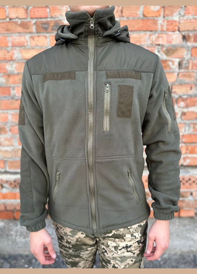 Флісова кофта хакі з капюшоном No Brand (317042113)