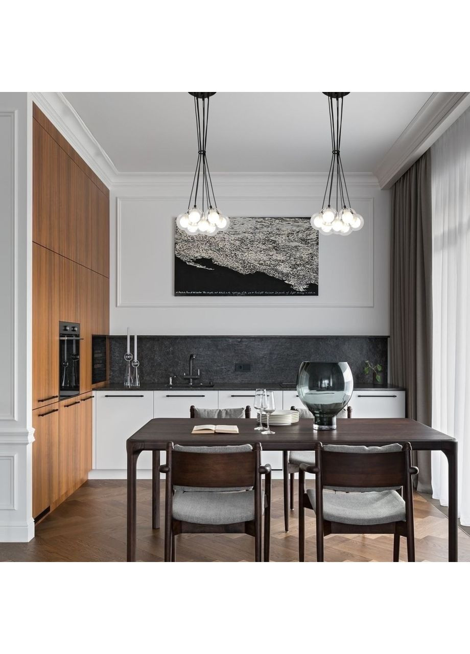 Подвесная черная люстра "Пучок" с прозрачно-белыми плафонами на 7 ламп (61-P100F-7 BK+CLWH) No Brand (370071343)