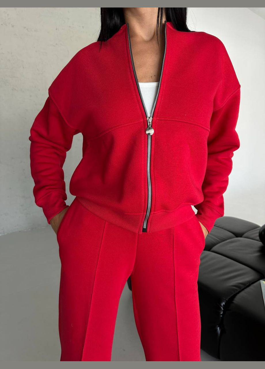 Женский теплый качественный спортивный костюм: кофта бомбер на молнии и брюки палаццо со стрелками с утеплением No Brand (316094569)