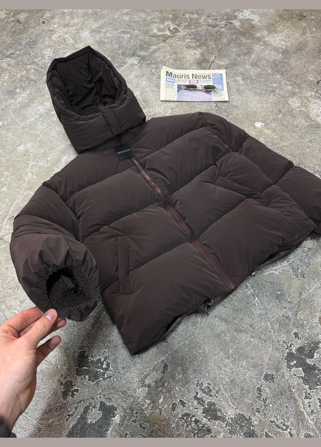 Світло-коричнева зимня куртка пуховик оверсайз No Brand