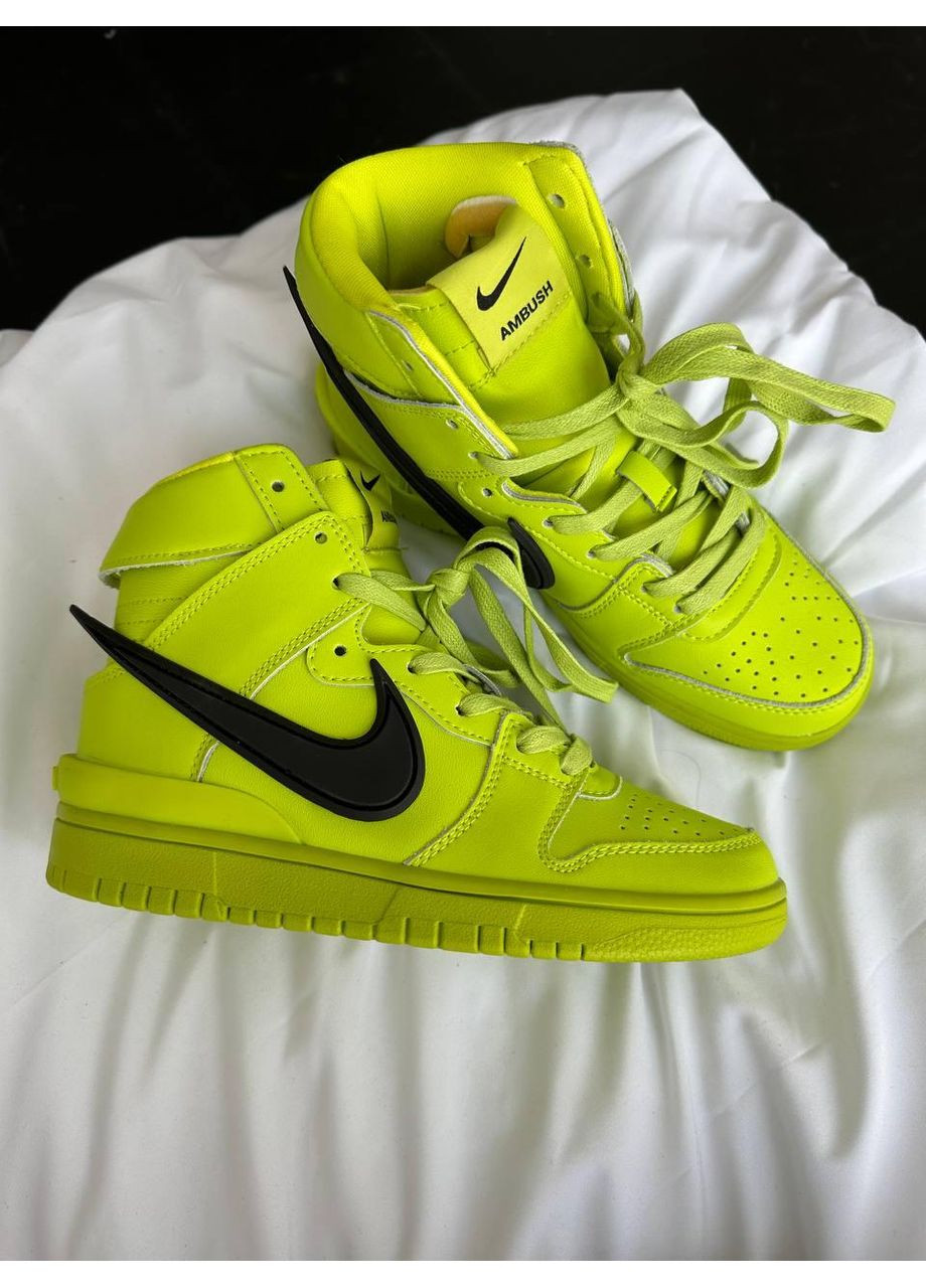 КРОСІВКИ ЖІНОЧІ NIKE SB DUNK HIGH X AMBUSH ACID GREEN НАЙК СБ ДАНК No Brand сірі демісезони (368887869)