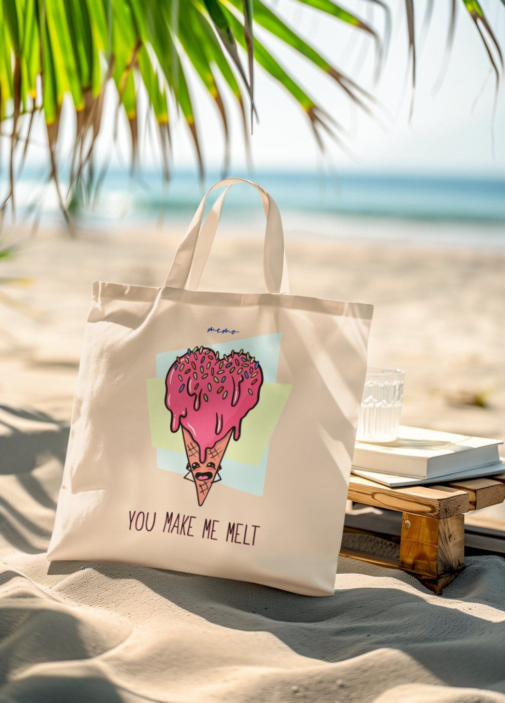 Эко-сумка шопер натуральный "You make me melt" Memo (303773025)