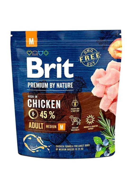 By Nature ADULT M - Сухой корм с курицей для взрослых собак средних пород - 1 кг Brit Premium (327071374)