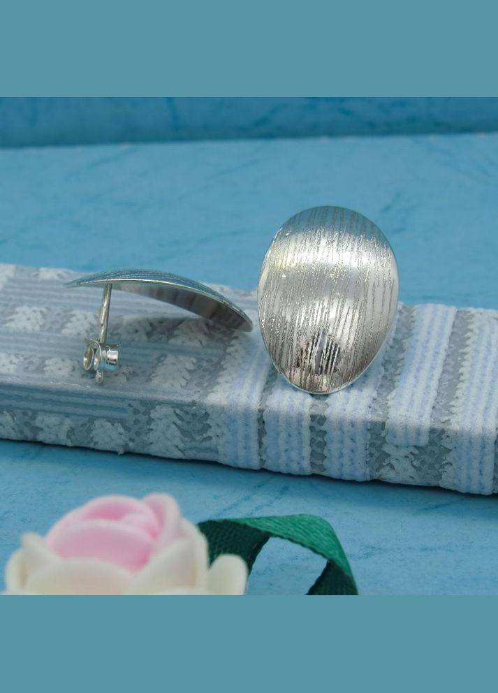 Срібні сережки пусети гвоздики "Пластина" овал No Brand (350667091)