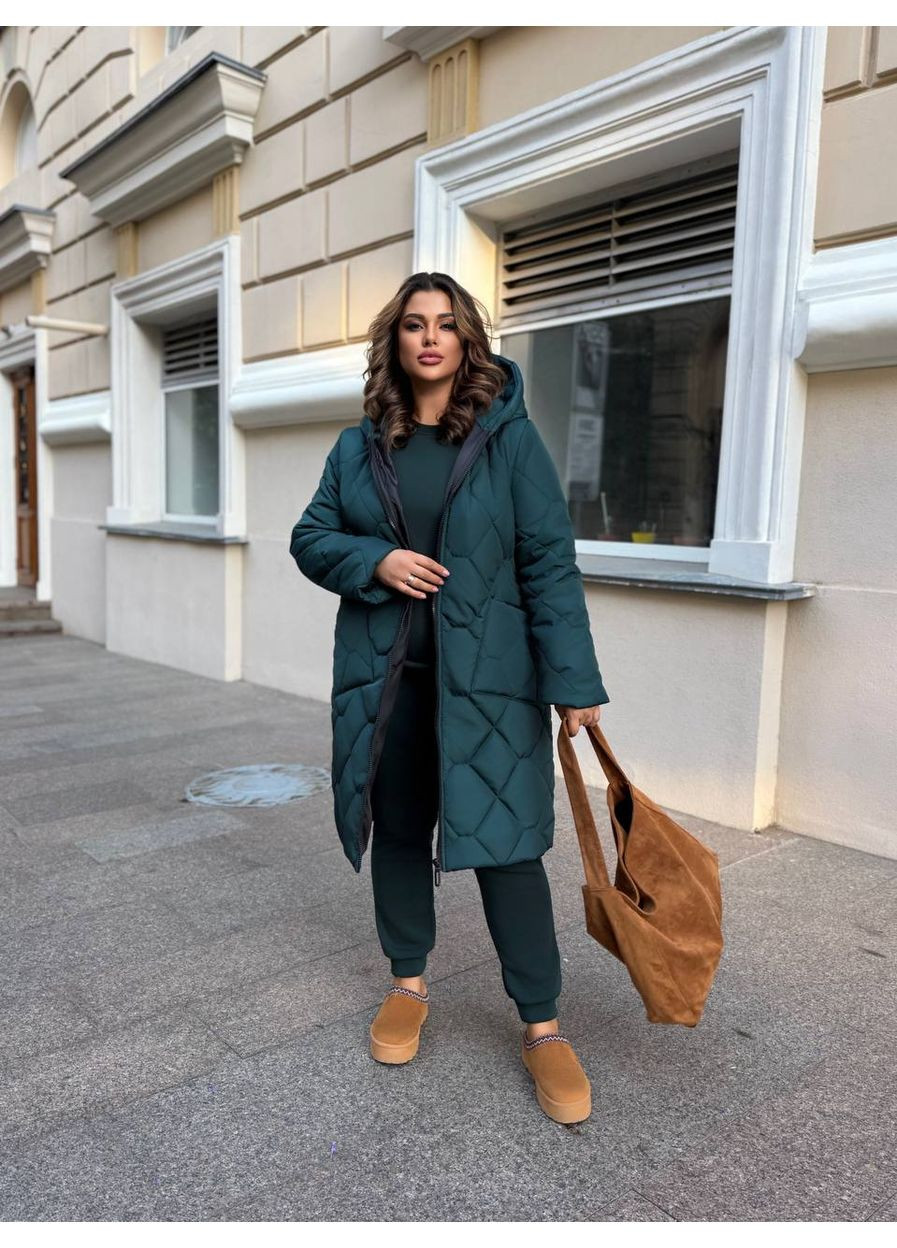 Изумрудная зимняя ✨ зимнее стеганное пальто «канада» — замеры в описании ❄️ куртка-пальто GD/GL Модний простір