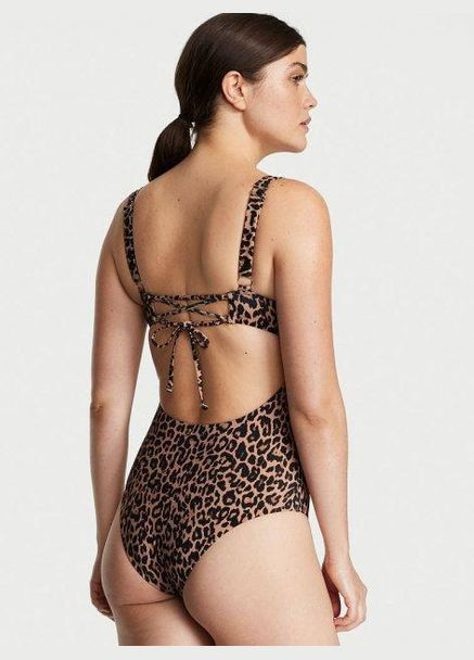 Чорний демісезонний купальник жіночий суцільний xs леопардовий принт Victoria's Secret