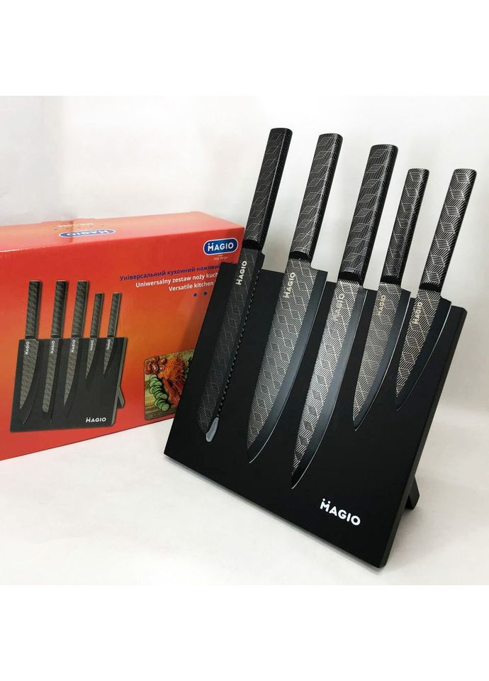 Набор кухонных ножей 6 предметов (MG-1096) Magio чёрные,