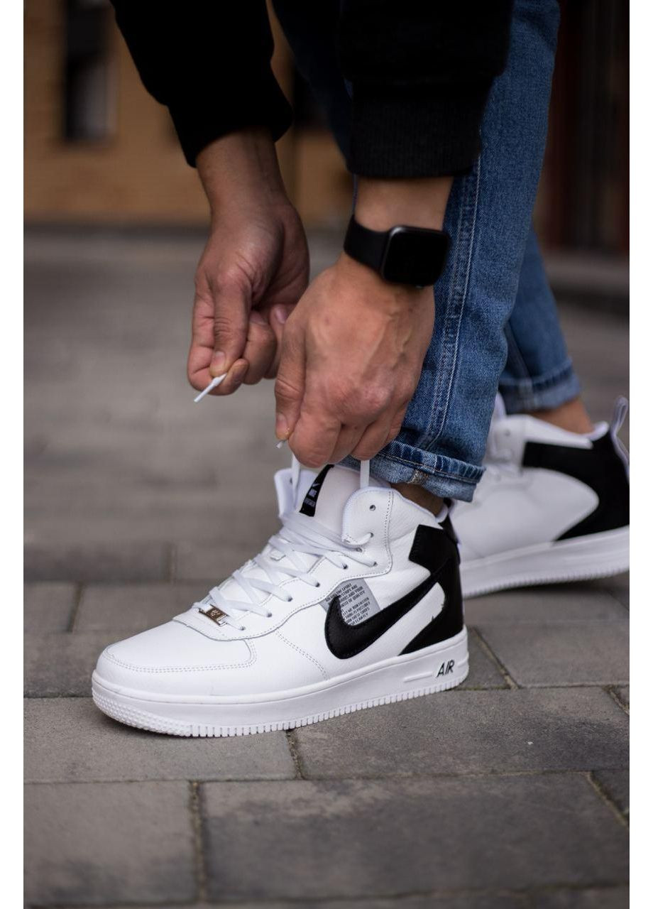 Чорні Зимовий кросівки чоловічі nike air force 1 black white v2 найк аір форс 1 преміум No Brand