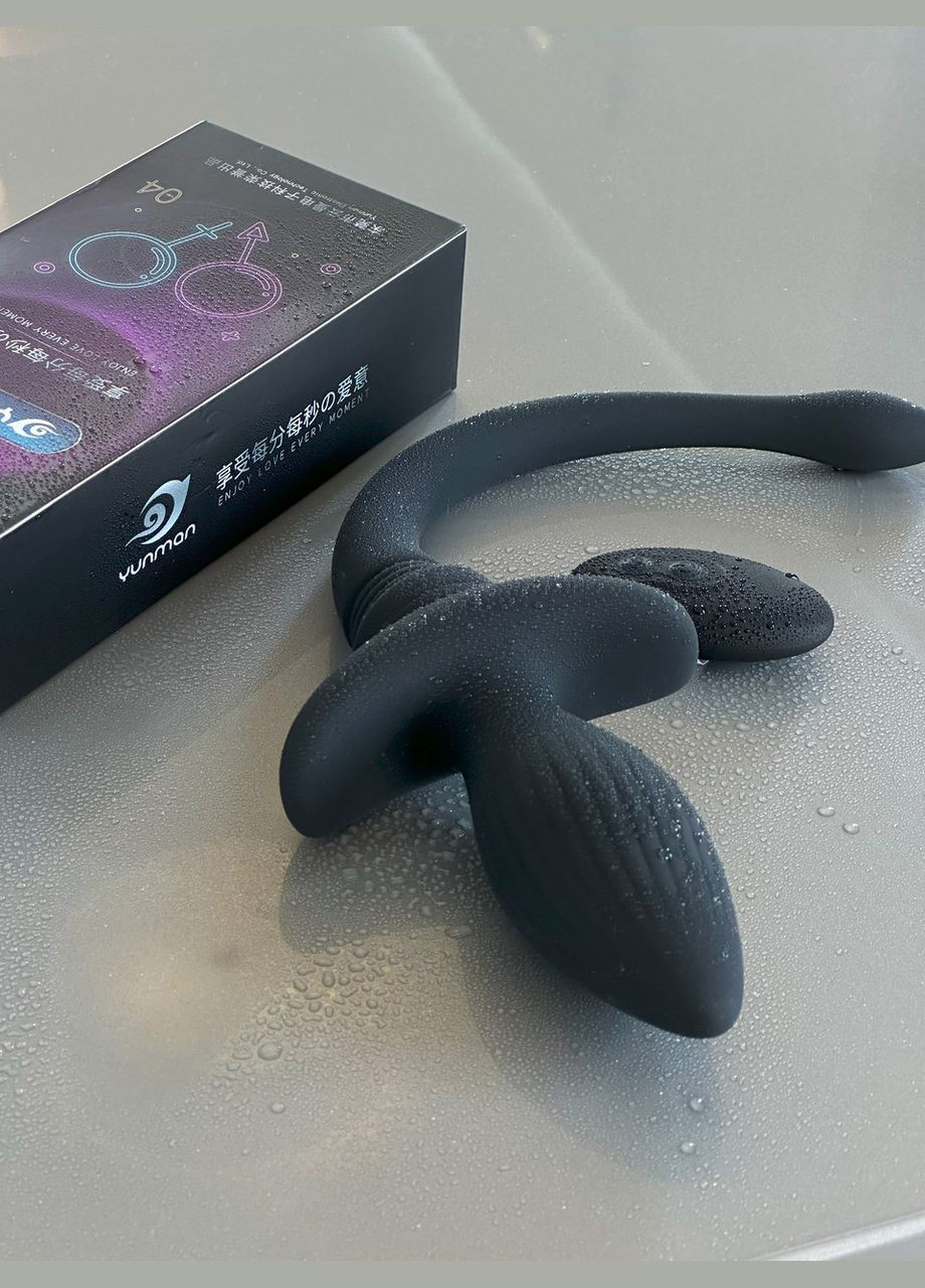 Силиконовая анальная пробка с вибрацией в виде хвоста с черным аккумулятором No Brand (341309992)