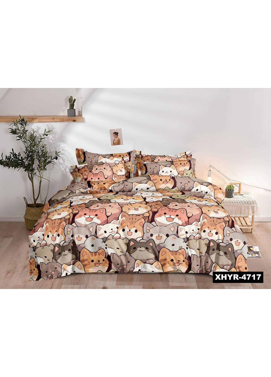 Постельное белье новогоднее Двуспальное Пакистанская байка 180 x 220 см 4717 Оранжевое 50 х 70 см No Brand (362414377)