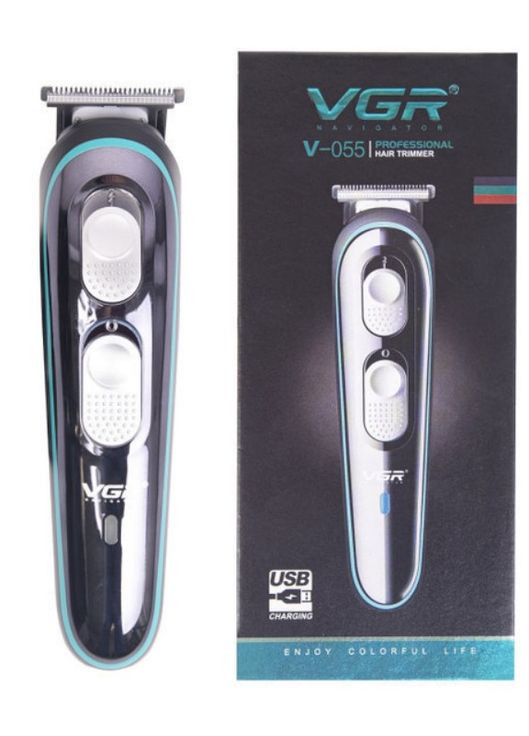 Машинка для стрижки акумуляторна 10 Вт 500 мАг чорна з насадками (2390000057) VGR V-055 (351363103)