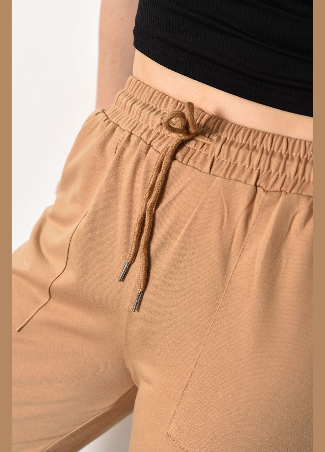 Спортивні штани жіночі бежевого кольору Let's Shop (287558858)