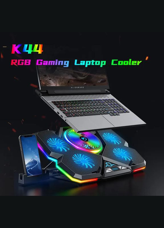Підставка для ноутбука з охолодженням K44 з RGB-підсвічуванням Laptop Cooling Pad, Red VHG (334305197)