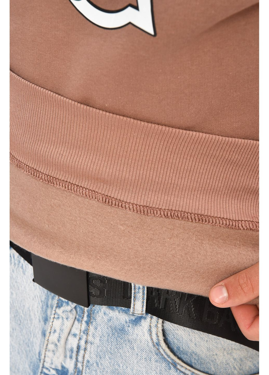 Темно-синий свитшот мужской на флисе цвета мокко с принтом Let's Shop рисунок без декора (356454601)