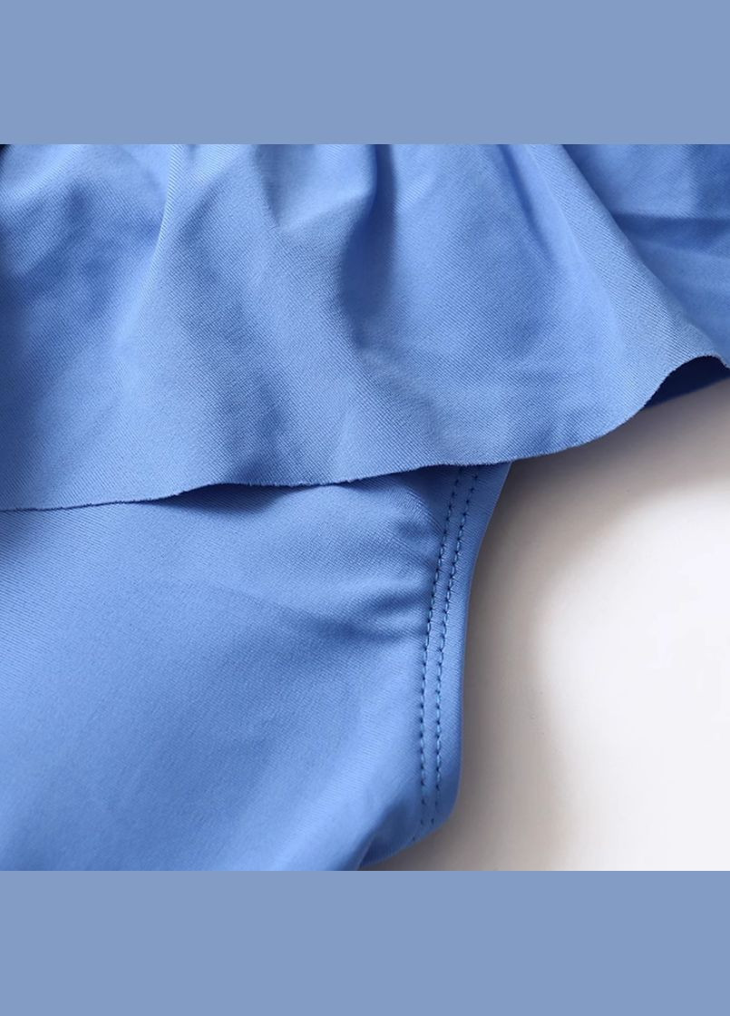 Блакитний літній закритий купальник на одне плече з рюшею Esmara