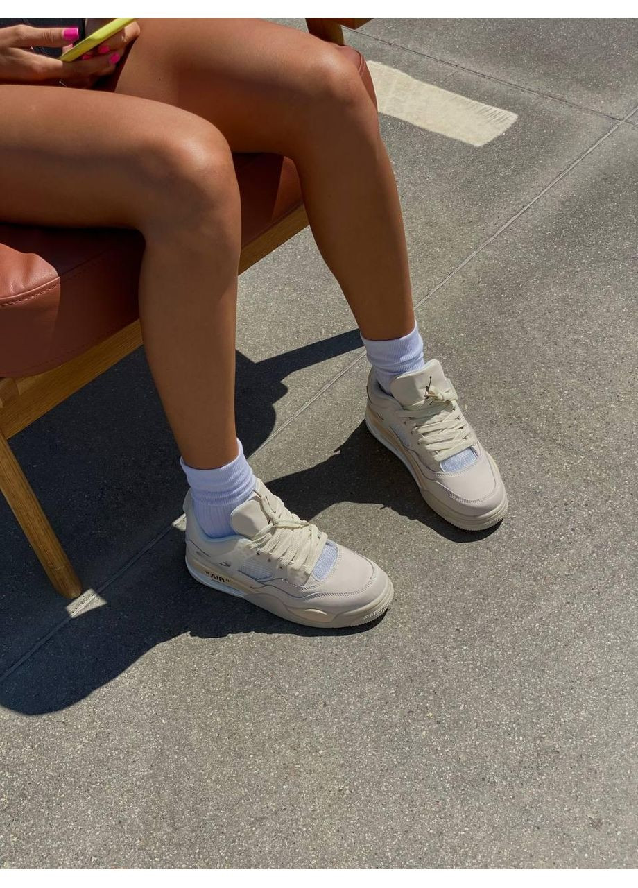 КРОССОВКИ ЖЕНСКИЕ NIKE AIR JORDAN RETRO 4 BEIGE 3 НАЙК АИР ДЖОРДАН No Brand бежевые демисезоны (367171498)