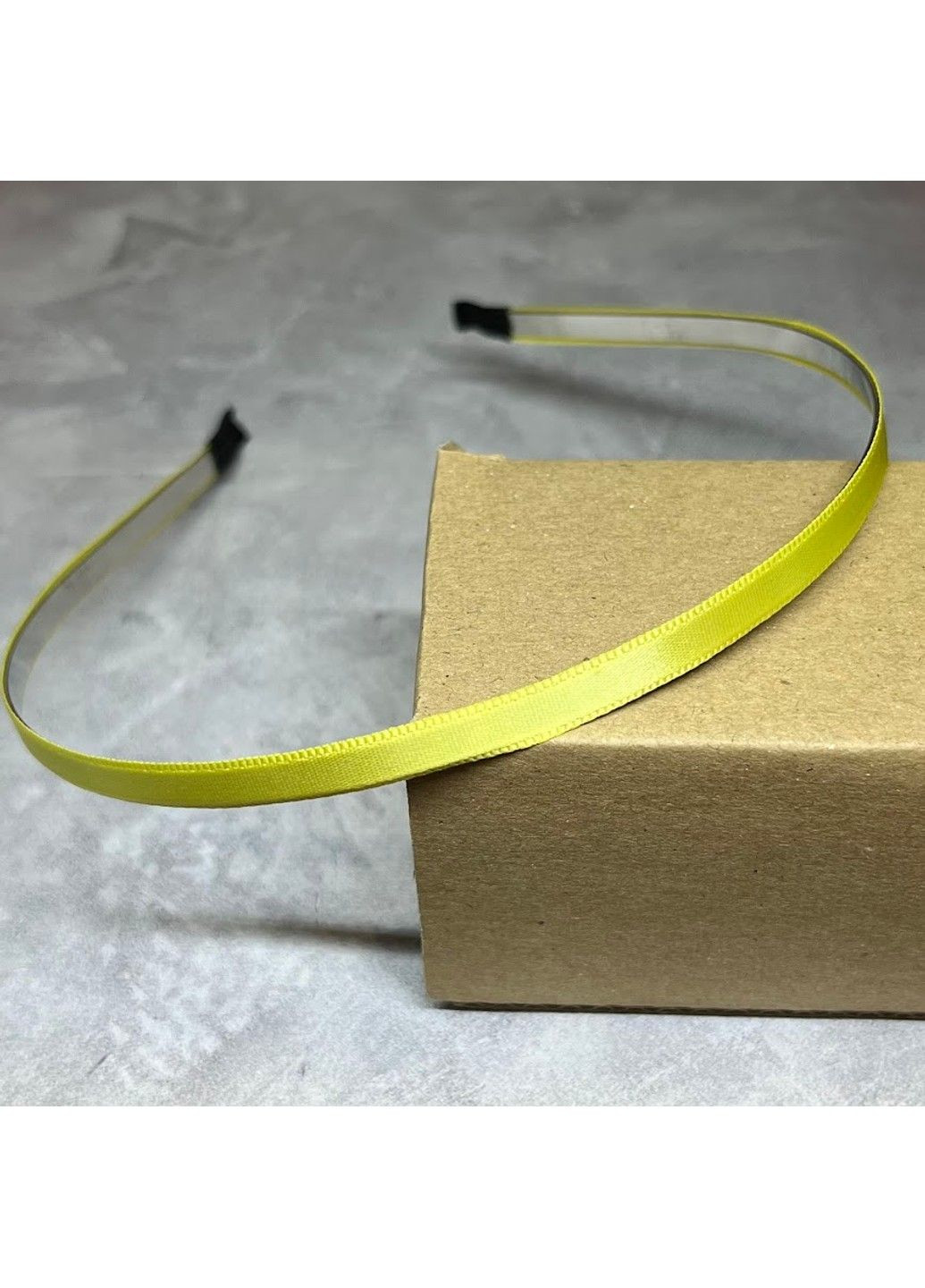 Обруч для волосся (заготовка), метал, атласна стрічка, ширина 0,7 см, жовтий No Brand (305589315)