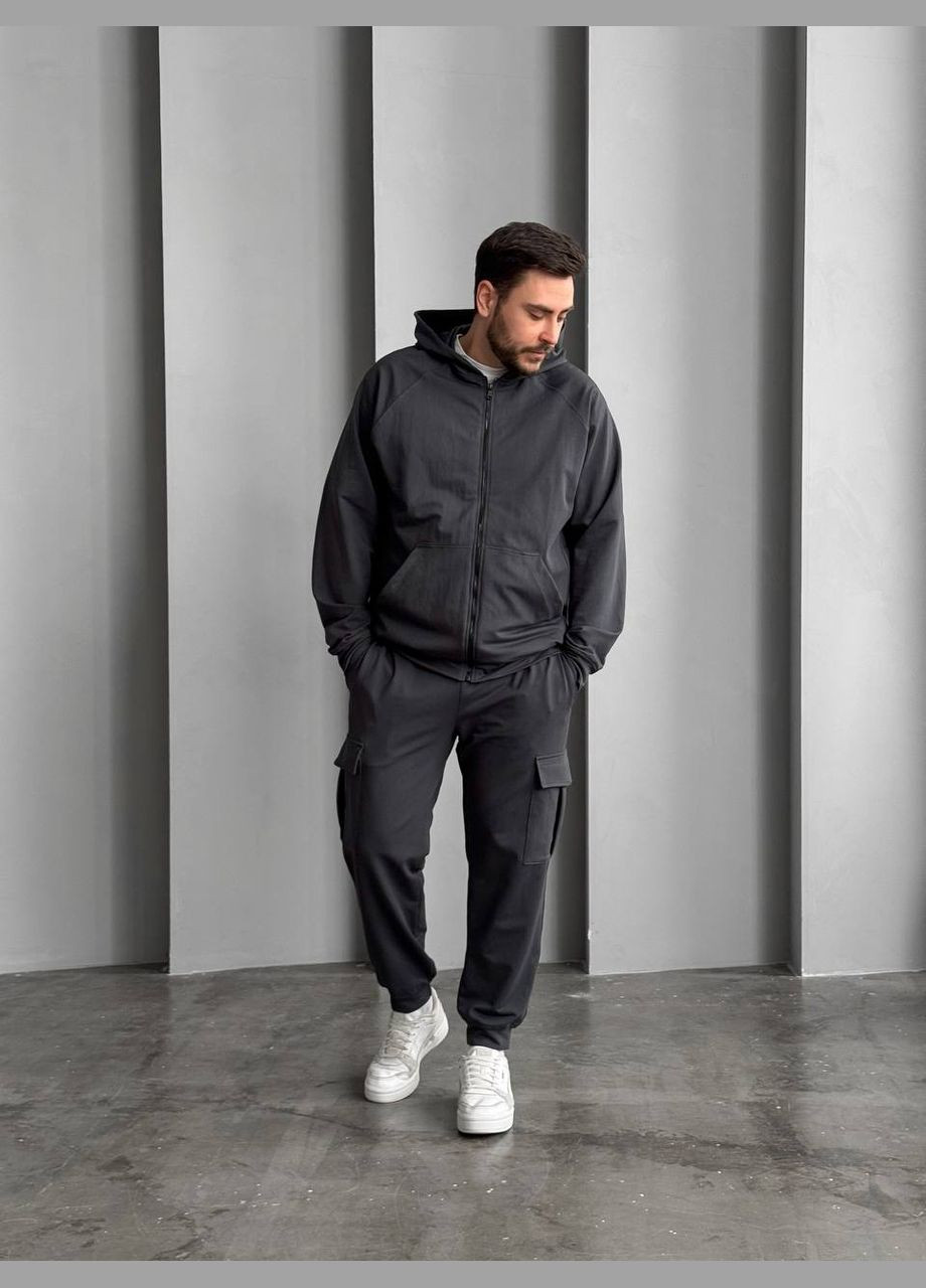 Чоловічий спортивний костюм Jack з кофтою на блискавці сірий No Brand (327845513)