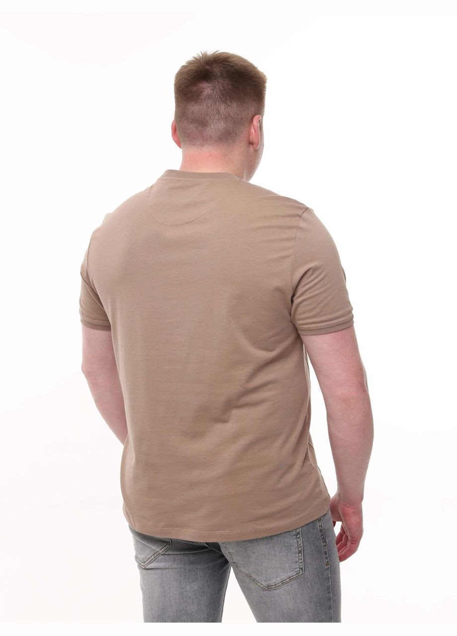 Коричнева футболка чоловіча коричнева однотонна широка з коротким рукавом Jean Piere Вільна