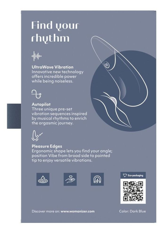 Минивибратор Vibe Dark Blue, 3 авторежима + 10 уровней интенсивности - CherryLove Womanizer (366962733)