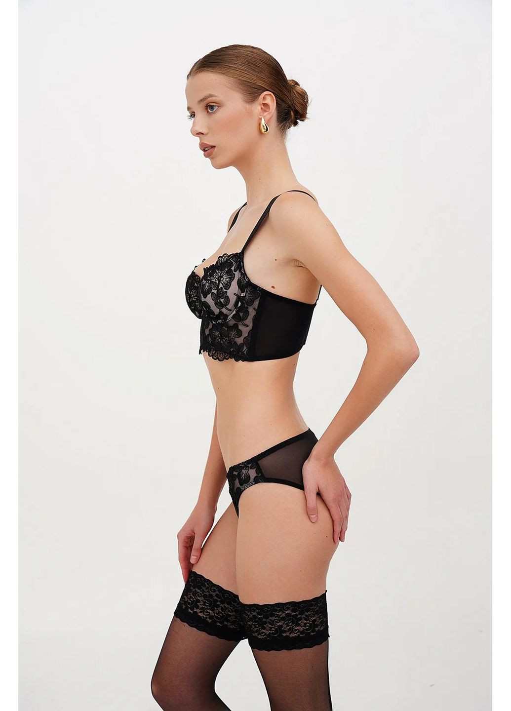 Мереживні трусики сліпи Lono КС006БН black (280935032)