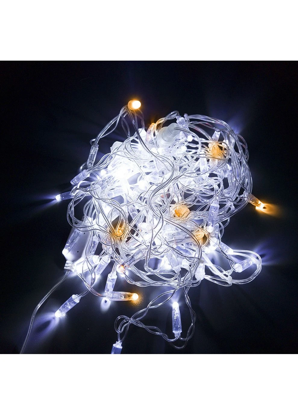 Гирлянда бахрома уличная белая/желтая Flash 75LED IP44 прозрачный 2x0,7м StarLight (396491715)