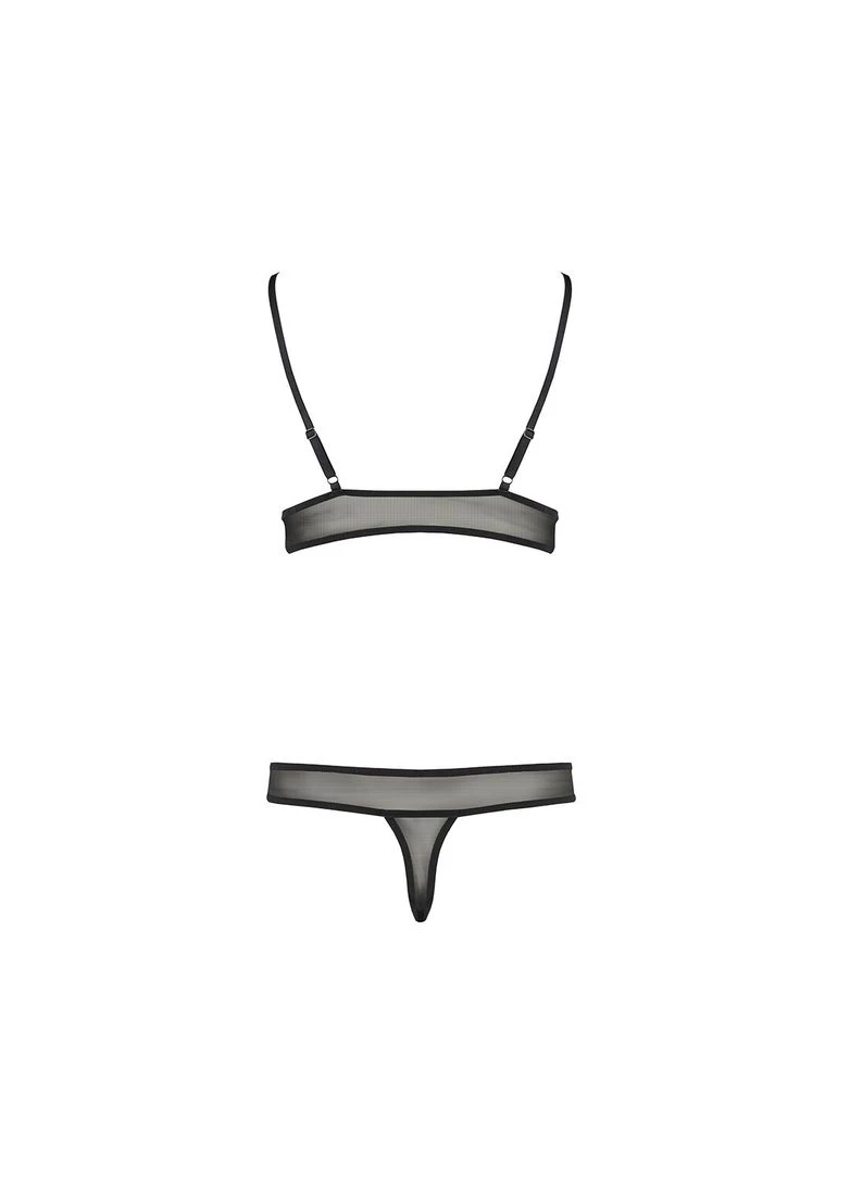 Комбінований демісезонний комплект білизни erza set xxl/xxxl, black, ліф і трусики Passion