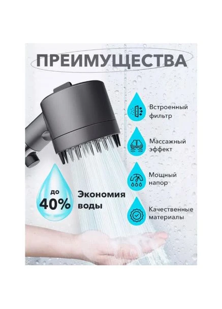 Лейка Душевая Массажная Водосберегающая 4 Функции С Силиконовыми Шипами Seli No Brand (392714714)