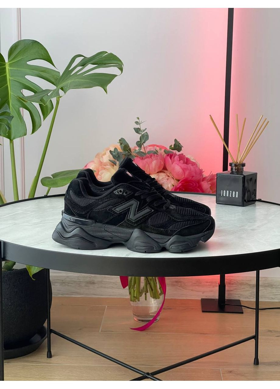 Черные демисезонные кроссовки мужские и женские new balance 9060 triple black | нью баланс 9060 черные No Brand